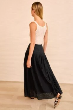 ULLA JOHNSON Nalla A‐Line Midi Skirt - Noir 7 ULLA JOHNSON Nalla A‐Line Midi Skirt - Noir -ULLA JOHNSON Outlet ULLAJOHNSON NallaA LineCottonMidiSkirt NOIR PS260300 04