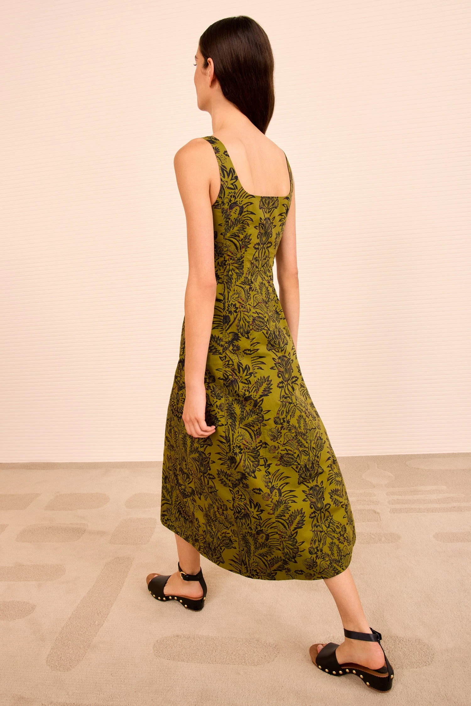 ULLA JOHNSON Natali Tank A – Line Dress - Olive Flora 5 ULLA JOHNSON Natali Tank A – Line Dress - Olive Flora - Image 5