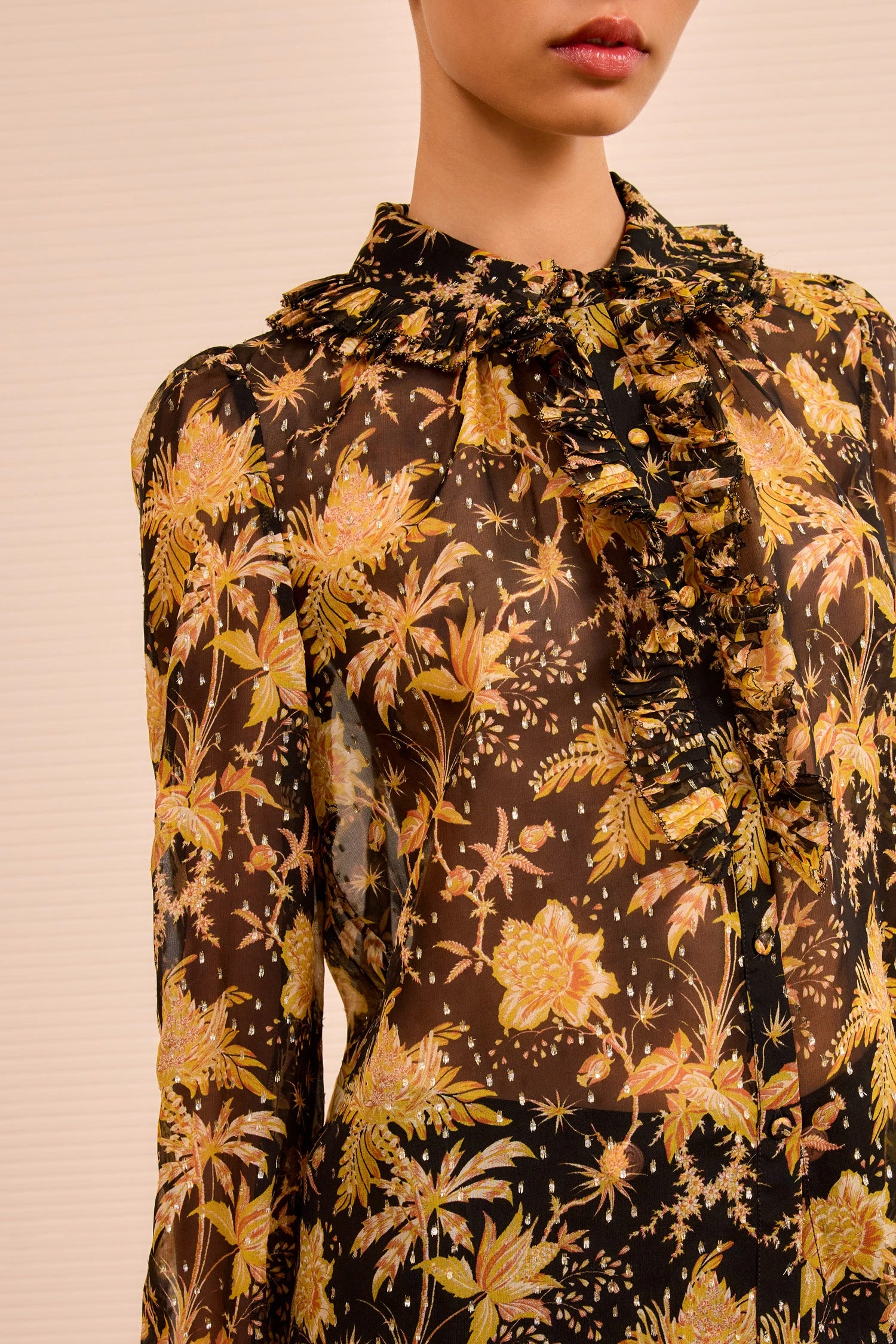 ULLA JOHNSON Nina Ruffle Button Front Blouse - Forsythia 2 ULLA JOHNSON Nina Ruffle Button Front Blouse - Forsythia - Image 2