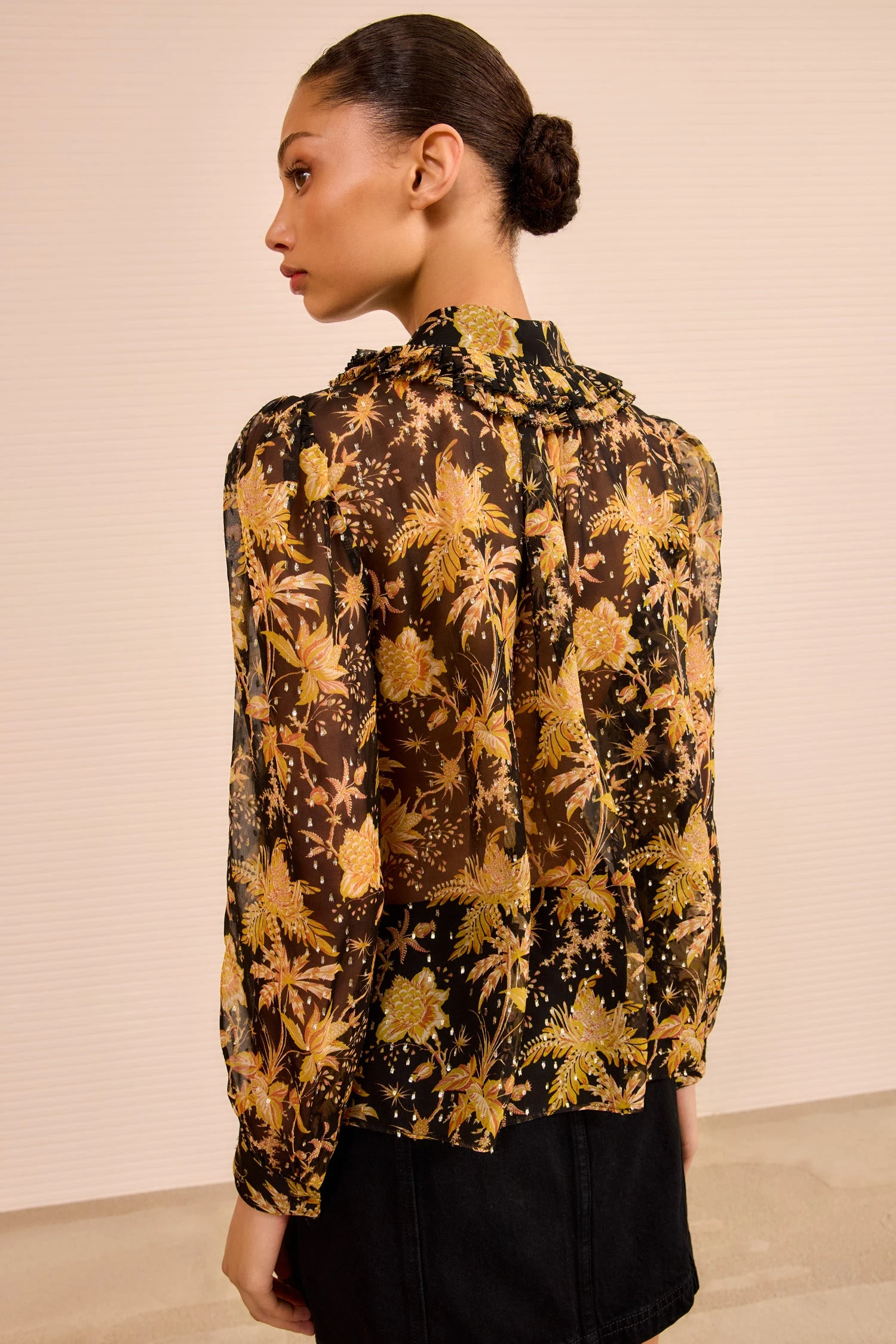 ULLA JOHNSON Nina Ruffle Button Front Blouse - Forsythia 5 ULLA JOHNSON Nina Ruffle Button Front Blouse - Forsythia - Image 5