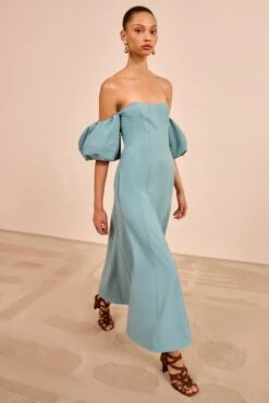 ULLA JOHNSON Nina Off The Shoulder Dress - Ocean