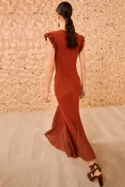 ULLA JOHNSON Noelle Midi Dress - Copper 7 ULLA JOHNSON Noelle Midi Dress - Copper -ULLA JOHNSON Outlet ULLAJOHNSON NoelleShortSleeveKnitDress COPPER PS260722 04