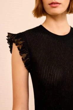 ULLA JOHNSON Noelle Midi Dress - Noir -ULLA JOHNSON Outlet ULLAJOHNSON NoelleShortSleeveKnitDress NOIR PS260722 04