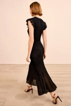 ULLA JOHNSON Noelle Midi Dress - Noir -ULLA JOHNSON Outlet ULLAJOHNSON NoelleShortSleeveKnitDress NOIR PS260722 05