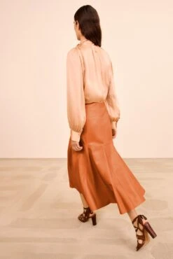ULLA JOHNSON Noemi Fit And Flare Leather Skirt - Sienna -ULLA JOHNSON Outlet ULLAJOHNSON NoemiFitandFlareLeatherSkirt SIENNA PS260325 05 54c50af0 014b 4626 94fb 284281daf7ad