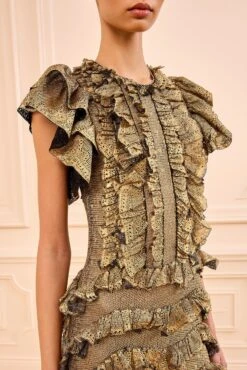 ULLA JOHNSON Outlet 17 ULLA JOHNSON Outlet -ULLA JOHNSON Outlet ULLAJOHNSON OndineFlutterSleeveKnitDress GOLDFOIL PS260752 02 ALT