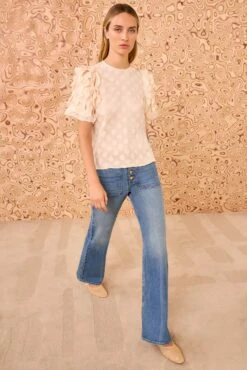 ULLA JOHNSON Opal Puff Sleeve Top - Conch