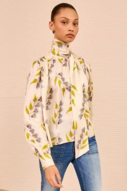 ULLA JOHNSON Ornament Tie Neck Blouse - Infinite Flower