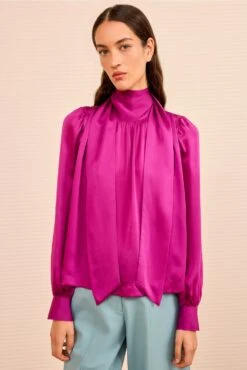 ULLA JOHNSON Ornament Tie Neck Blouse - Mulberry -ULLA JOHNSON Outlet ULLAJOHNSON OrnamentSilkHighNeckBlouse MULBERRY PS260219 03 a3364a7c 809d 4a90 b289 d7cd886786de