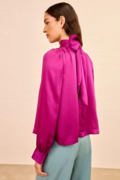 ULLA JOHNSON Ornament Tie Neck Blouse - Mulberry -ULLA JOHNSON Outlet ULLAJOHNSON OrnamentSilkHighNeckBlouse MULBERRY PS260219 05 c83fa335 b0f1 4799 9f0d e7e91e266132