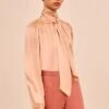 ULLA JOHNSON Ornament Tie Neck Blouse - Sand