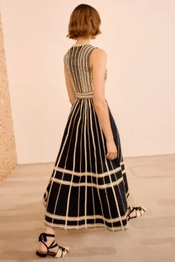 ULLA JOHNSON Palermo Deep V Midi Dress - Noir -ULLA JOHNSON Outlet ULLAJOHNSON PalermoDeepVDress NOIR PS260116 04