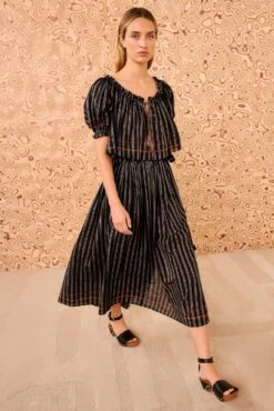 ULLA JOHNSON Paros Striped Top Coverup - Noir Stripe -ULLA JOHNSON Outlet ULLAJOHNSON ParosStripedTopCoverup NOIRSTRIPE PS261719 03