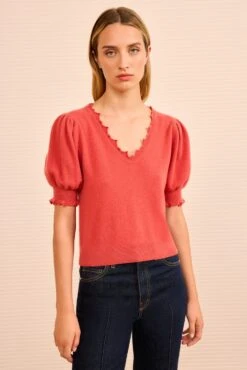 ULLA JOHNSON Polline Short Sleeve Top - Coral 9 ULLA JOHNSON Polline Short Sleeve Top - Coral -ULLA JOHNSON Outlet ULLAJOHNSON PollineShortSleeveTop CORAL PS260727 04