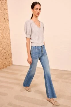 ULLA JOHNSON Polline Short Sleeve Top - Pebble 6 ULLA JOHNSON Polline Short Sleeve Top - Pebble -ULLA JOHNSON Outlet ULLAJOHNSON PollineShortSleeveTop PEBBLE PS260727 03