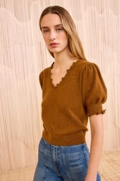ULLA JOHNSON Polline Short Sleeve Top - Umber 6 ULLA JOHNSON Polline Short Sleeve Top - Umber -ULLA JOHNSON Outlet ULLAJOHNSON PollineShortSleeveTop UMBER FA250745 03 ba469e59 4207 48bc a99f 3ea0228cdb15