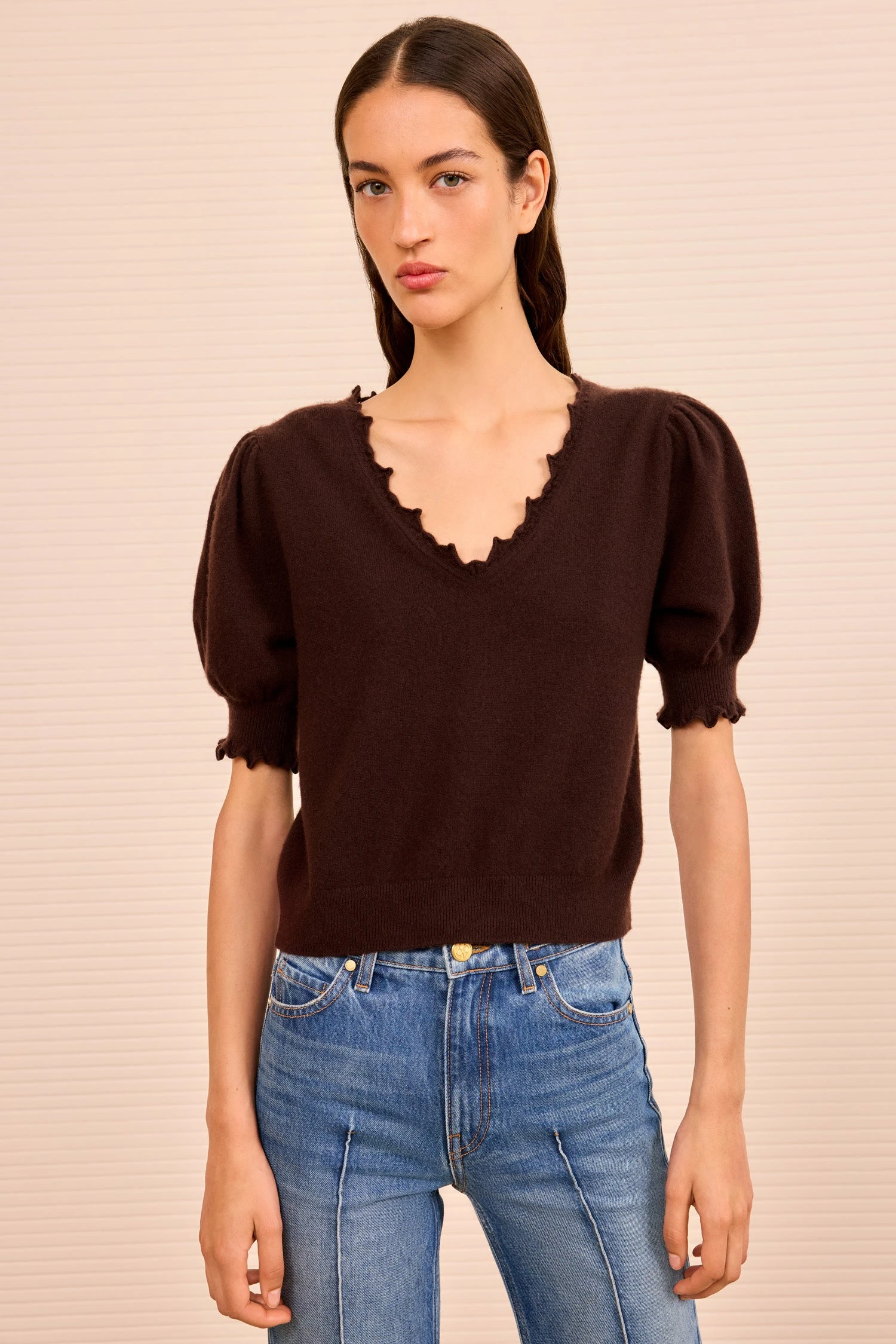 ULLA JOHNSON Polline Short Sleeve Top - Wenge 3 ULLA JOHNSON Polline Short Sleeve Top - Wenge - Image 3