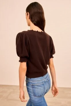 ULLA JOHNSON Polline Short Sleeve Top - Wenge 7 ULLA JOHNSON Polline Short Sleeve Top - Wenge -ULLA JOHNSON Outlet ULLAJOHNSON PollineShortSleeveTop WENGE PS260727 04