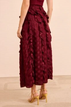 ULLA JOHNSON Poppy Cascading Ruffle Midi Skirt - Claret 9 ULLA JOHNSON Poppy Cascading Ruffle Midi Skirt - Claret -ULLA JOHNSON Outlet ULLAJOHNSON PoppyCascadingRuffleSkirt CLARET PS260306 04