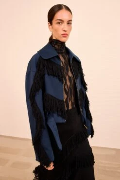 ULLA JOHNSON Raffela Cropped Fringe Jacket - Nuit -ULLA JOHNSON Outlet ULLAJOHNSON RaffaelaJacket NUIT PS260504 03