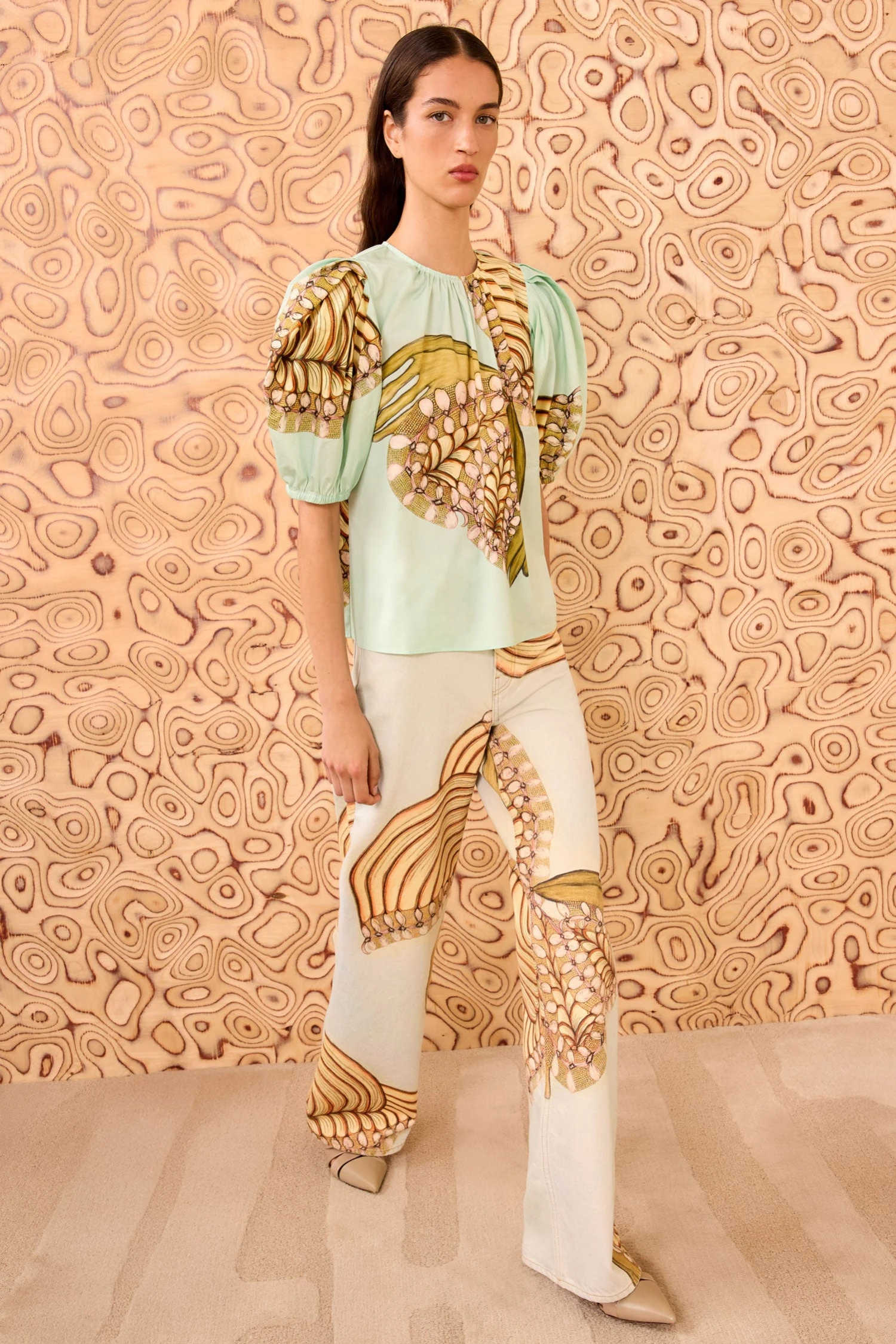 ULLA JOHNSON Ravena Puff Sleeve Top - Water Blossoms 4 ULLA JOHNSON Ravena Puff Sleeve Top - Water Blossoms - Image 4