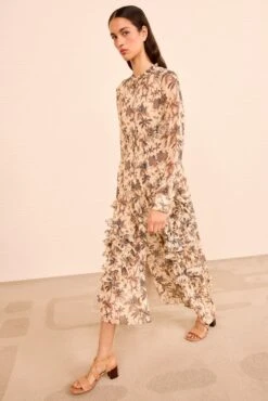 ULLA JOHNSON Rhea Shirt Dress With Ruffle Skirt - Cameo -ULLA JOHNSON Outlet ULLAJOHNSON RheaButtonUpLongSleeveDress CAMEO PS260165 03 553bc412 56a1 4d52 bf27 4e43e2847b3b