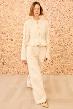 ULLA JOHNSON Rosalind Zip Peplum Jacket - Ivory