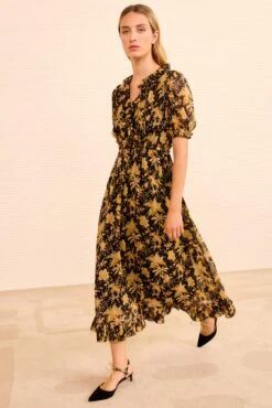 ULLA JOHNSON Rosamunde Puff Sleeve Dress - Forsythia