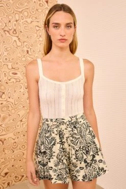 ULLA JOHNSON Rowan Belted Short - Ivory Flora