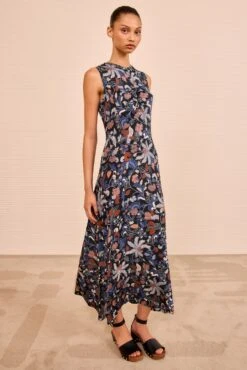 ULLA JOHNSON Lina Sleeveless Ruched Midi Dress - Moonlight Floral 6 ULLA JOHNSON Lina Sleeveless Ruched Midi Dress - Moonlight Floral -ULLA JOHNSON Outlet ULLAJOHNSON SLEEVELESSNAIA MOONLIGHTFLORAL UJ990805 03