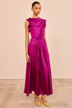 ULLA JOHNSON Saanvi Cascading Ruffle Dress - Mulberry 6 ULLA JOHNSON Saanvi Cascading Ruffle Dress - Mulberry -ULLA JOHNSON Outlet ULLAJOHNSON SaanviCascadingRufflesDress MULBERRY PS260161 03
