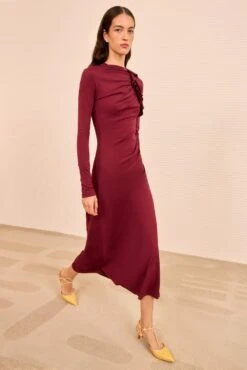 ULLA JOHNSON Safi Long Sleeve Dress - Claret
