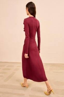 ULLA JOHNSON Safi Long Sleeve Dress - Claret -ULLA JOHNSON Outlet ULLAJOHNSON SafiLongSleeveCottonJerseyDress CLARET PS260805 05