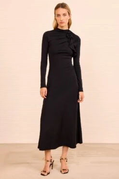 ULLA JOHNSON Safi Long Sleeve Dress - Noir -ULLA JOHNSON Outlet ULLAJOHNSON SafiLongSleeveCottonJerseyDress NOIR PS260805 03