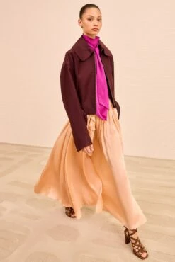 ULLA JOHNSON Signal Cropped Belted Jacket - Claret