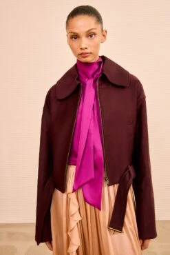 ULLA JOHNSON Signal Cropped Belted Jacket - Claret -ULLA JOHNSON Outlet ULLAJOHNSON SignalCroppedBuckledJacket CLARET PS260502 03 268c6e54 f22c 4095 985b 2b04e8e236b8