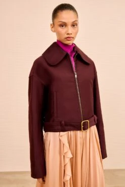 ULLA JOHNSON Signal Cropped Belted Jacket - Claret -ULLA JOHNSON Outlet ULLAJOHNSON SignalCroppedBuckledJacket CLARET PS260502 04 e2e567ef 0634 4efb 801a d7e911a5182a