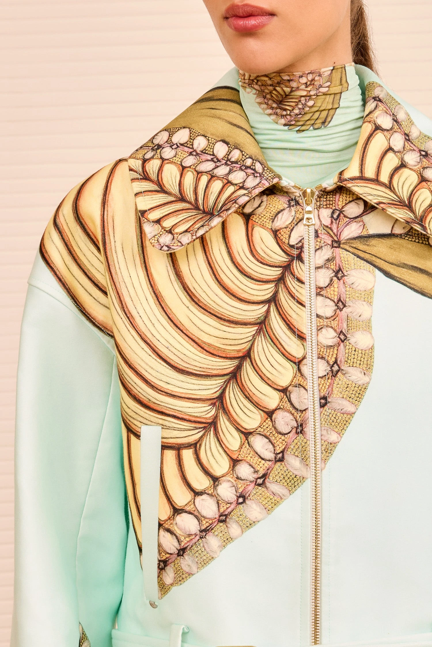 ULLA JOHNSON Signal Cropped Belted Jacket - Water Blossoms 2 ULLA JOHNSON Signal Cropped Belted Jacket - Water Blossoms - Image 2