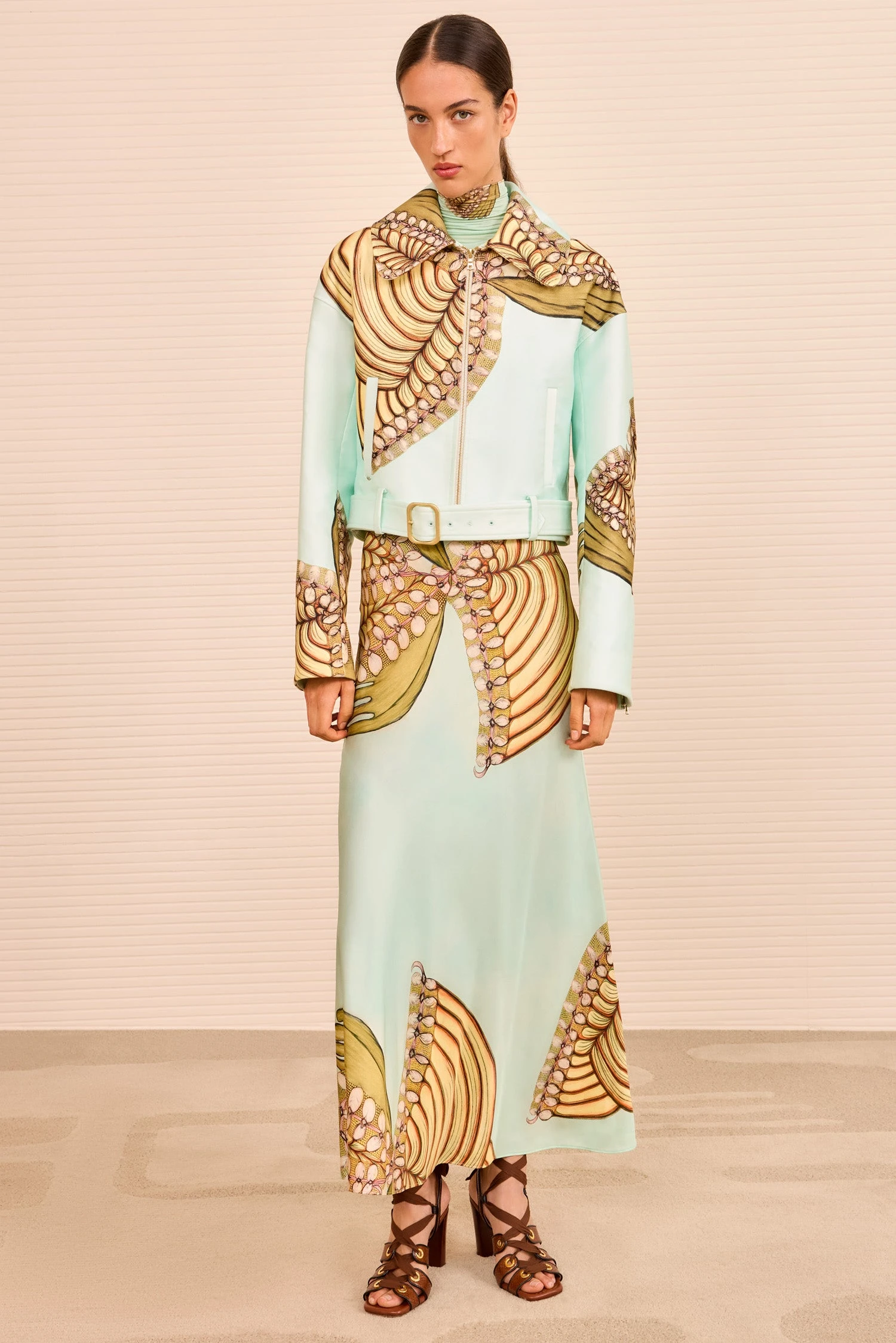 ULLA JOHNSON Signal Cropped Belted Jacket - Water Blossoms 4 ULLA JOHNSON Signal Cropped Belted Jacket - Water Blossoms - Image 4