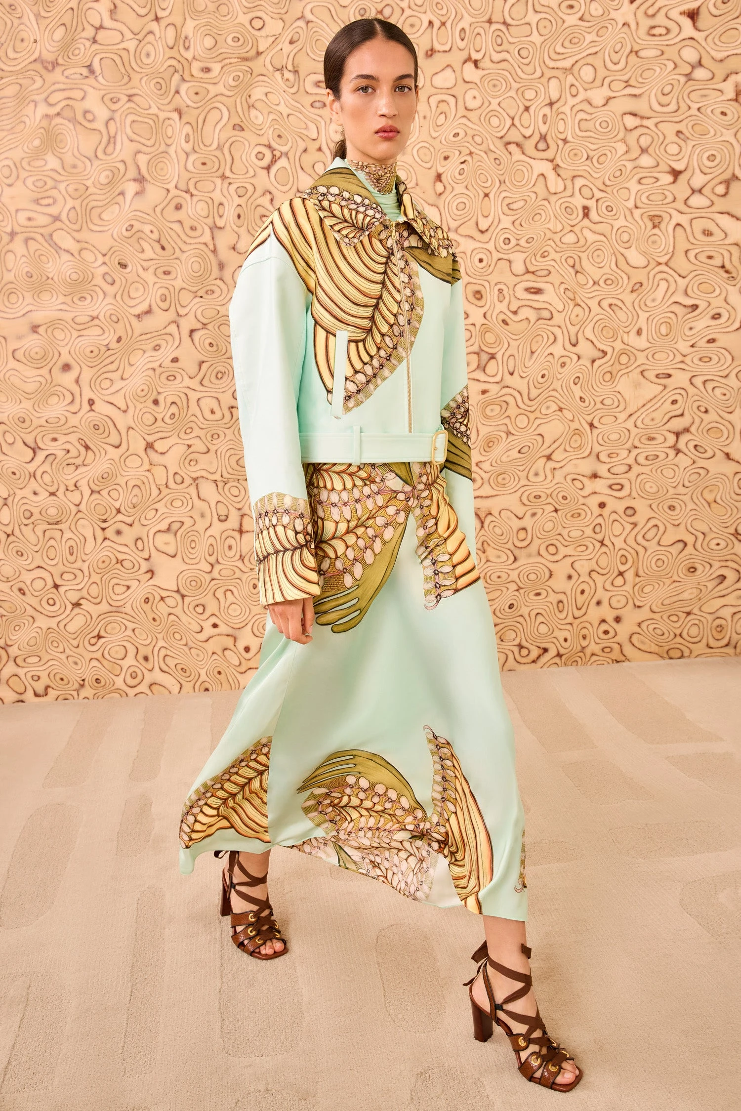 ULLA JOHNSON Signal Cropped Belted Jacket - Water Blossoms 3 ULLA JOHNSON Signal Cropped Belted Jacket - Water Blossoms - Image 3