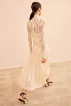 ULLA JOHNSON Sybil Drop Waist Dress - Cowrie -ULLA JOHNSON Outlet ULLAJOHNSON SybilLongSleeveLaceDress COWRIE PS260800 05