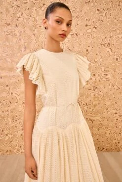 ULLA JOHNSON Sylvaine Flutter Sleeve Midi Dress - Cowrie -ULLA JOHNSON Outlet ULLAJOHNSON SylvaineFlutterSleeveMidiDress COWRIE PS260166 03 bd3b9fa0 feb9 46bf 8453 6a0e7e5e8357