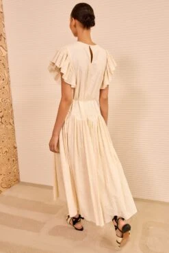 ULLA JOHNSON Sylvaine Flutter Sleeve Midi Dress - Cowrie -ULLA JOHNSON Outlet ULLAJOHNSON SylvaineFlutterSleeveMidiDress COWRIE PS260166 04 0f4cb8f7 3bd7 46ff 83d6 8efca87b2e7b