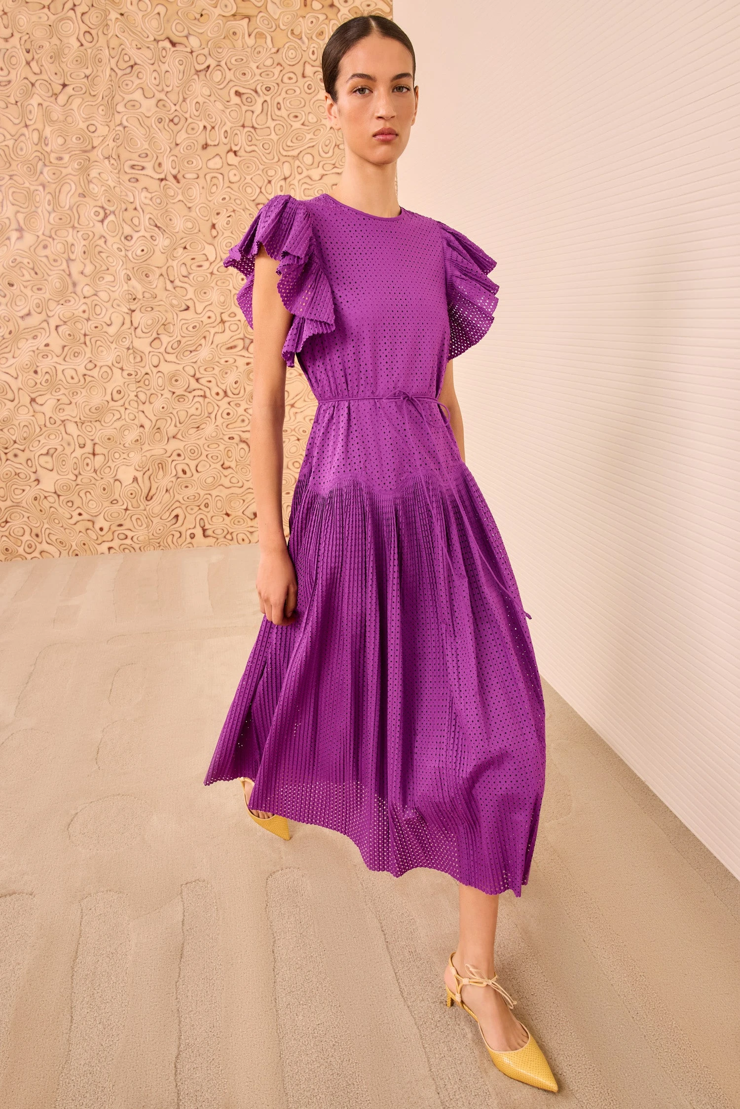 ULLA JOHNSON Sylvaine Flutter Sleeve Midi Dress - Iris 3 ULLA JOHNSON Sylvaine Flutter Sleeve Midi Dress - Iris - Image 3