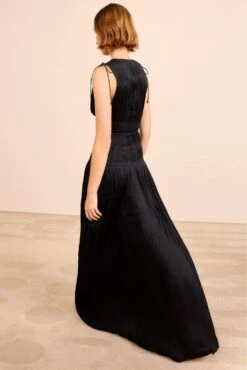 ULLA JOHNSON Tasneem Deep V Gown - Noir -ULLA JOHNSON Outlet ULLAJOHNSON TasneemDeepVGown NOIR PS260100 04