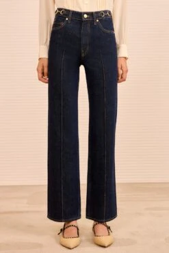 ULLA JOHNSON The Agatha Straight Leg Pintuck Jean - Tigris -ULLA JOHNSON Outlet ULLAJOHNSON TheAgathaMidRiseJean TIGRIS UJ9904061 02 Alt