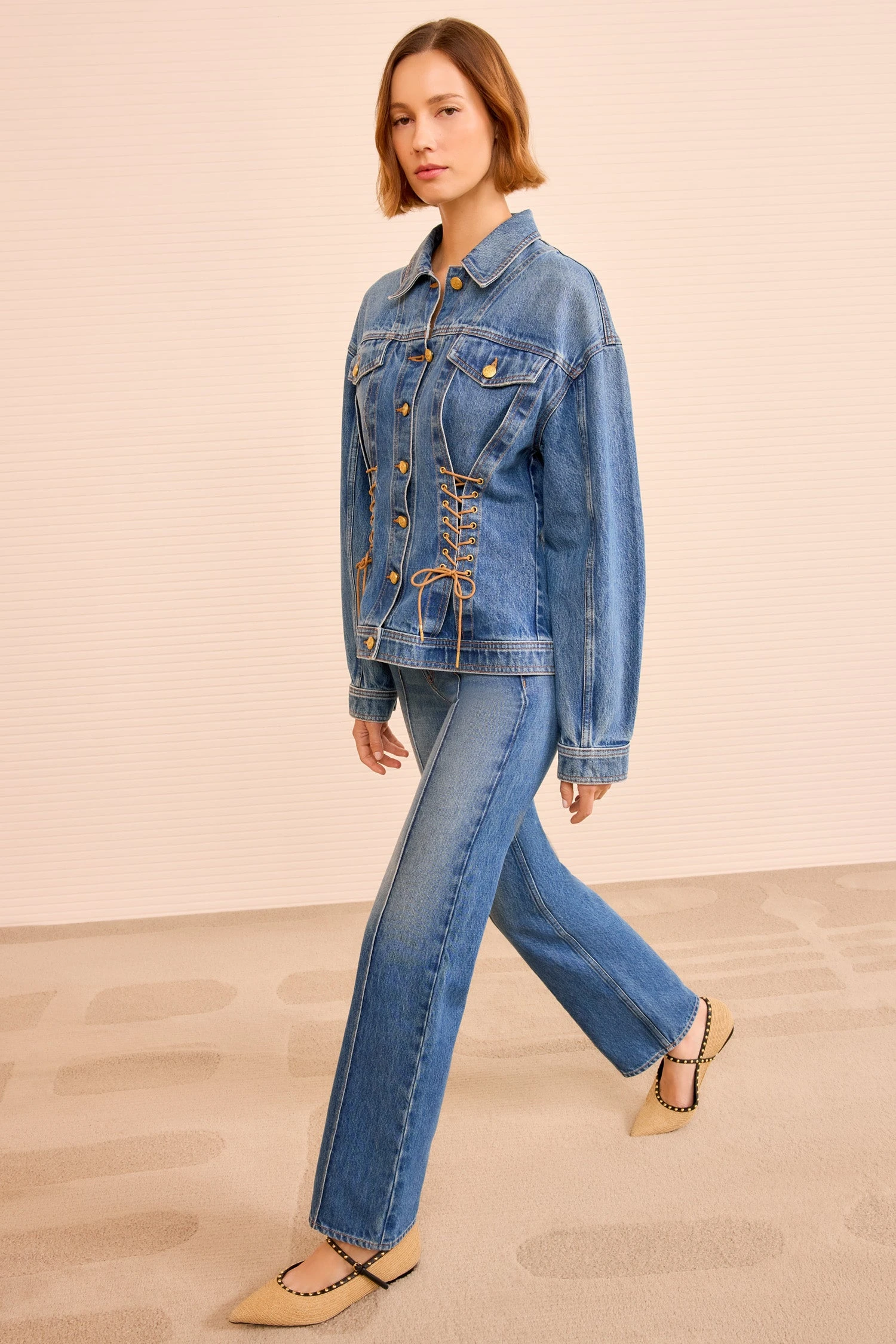 ULLA JOHNSON The Naomi Jacket With Lace Up Detail - Danube 4 ULLA JOHNSON The Naomi Jacket With Lace Up Detail - Danube - Image 4