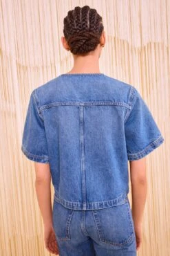 ULLA JOHNSON The Serge Short Sleeve Jacket - Danube -ULLA JOHNSON Outlet ULLAJOHNSON TheSergeShortSleeveJacket DANUBE UJ9905025 04 v4