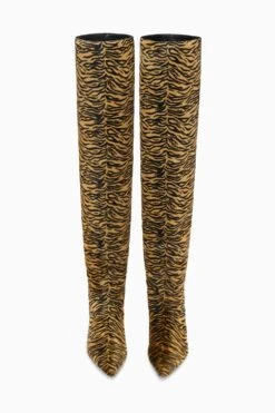 ULLA JOHNSON Carolina Kitten Heel Boot - Okapi -ULLA JOHNSON Outlet ULLAJOHNSON UJ43315B CAROLINAMIDHEELBOOT STRIPES d web