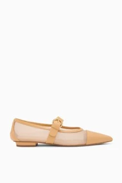 ULLA JOHNSON Kiki Mesh Flat - Almond